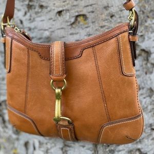 Coach - authentic crossbody leather purse with solid brass details